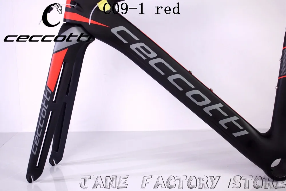 Sale C09-1 red  color CECCOTTI carbon road bike frameset t1000 UD carbon saddle handlebar PF30 race bike 10