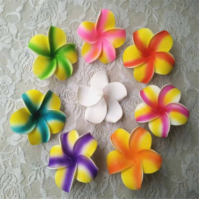 10pcs/lot Plumeria Hawaiian Foam Frangipani Artificial Flower For