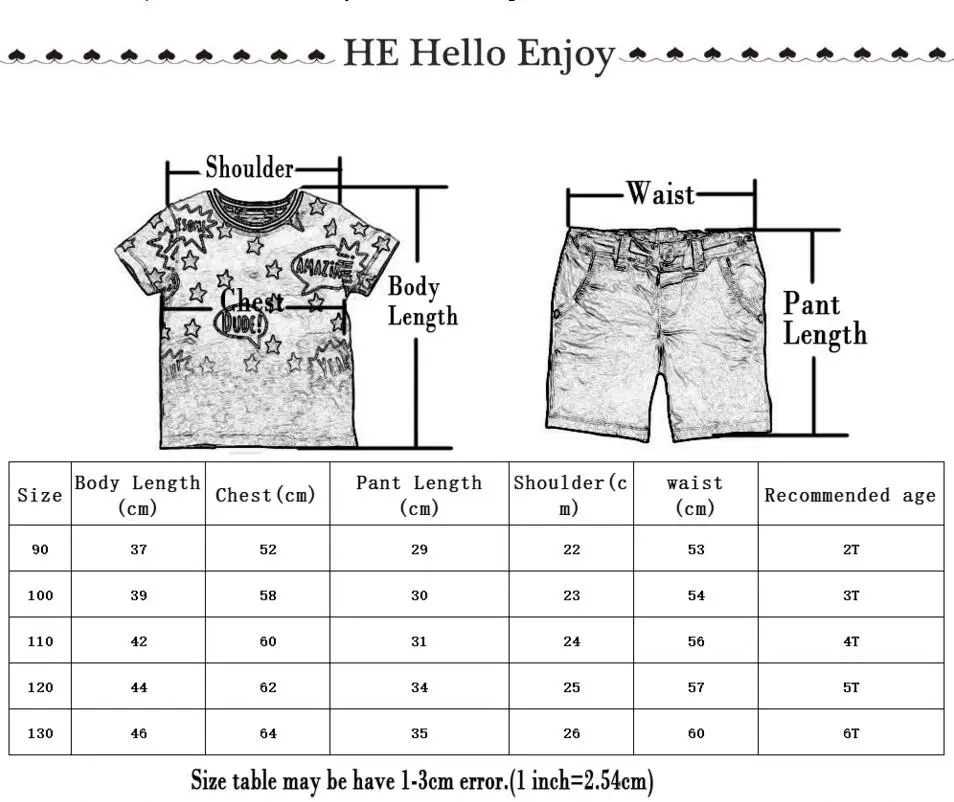 HE Hello Enjoy/летняя детская одежда Комплекты для мальчиков детская одежда футболка с принтом для мальчиков+ шорты, спортивный костюм для малышей