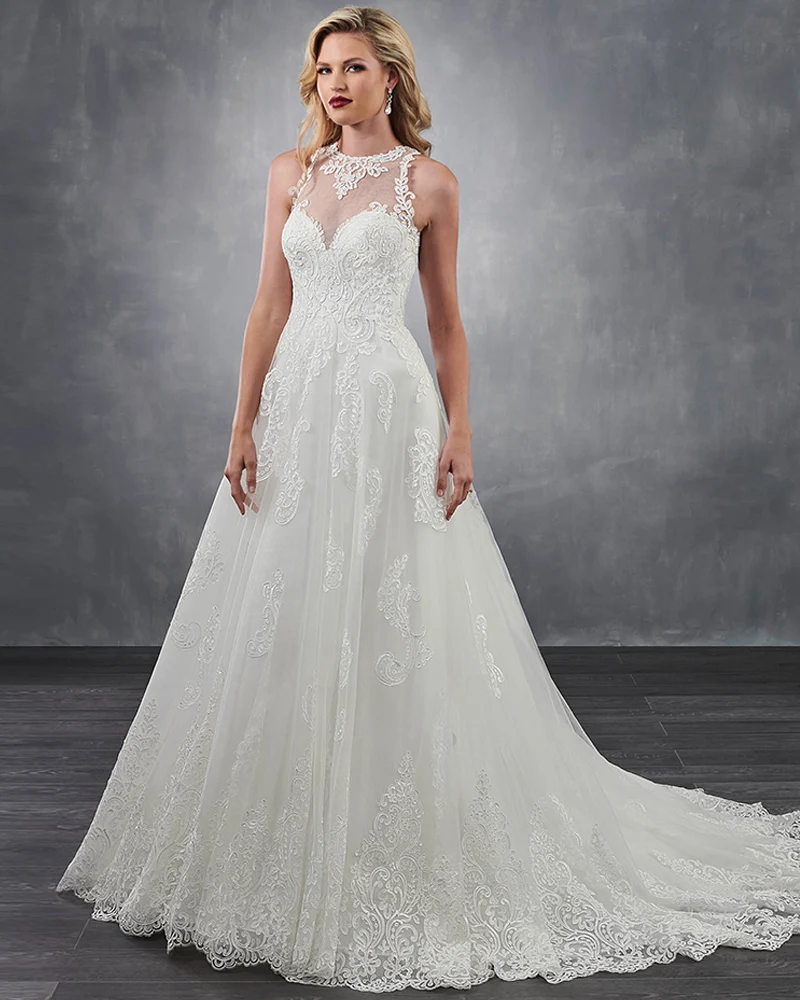 

O-neck A-line Wedding Dress Plus Size Off Shoulder Vestido de Noiva Open Back Elegant Robe de Mariee Ivory Tulle Bruidsjurken