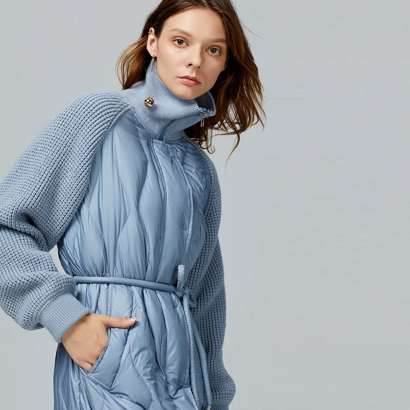 2019 Women's Down Jacket Knit Bat Sleeve Winter Jacket Women long Coats  collar  Large Size Jackets Warm coat  fashion leisure