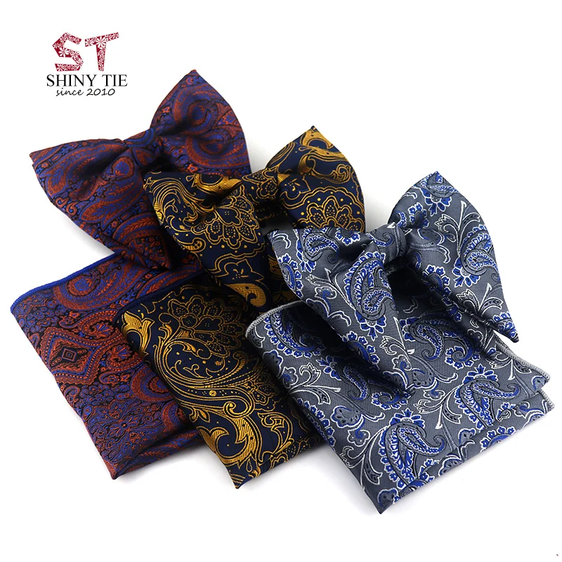Классический мужской большой галстук-бабочка из полиэстера деловой платок