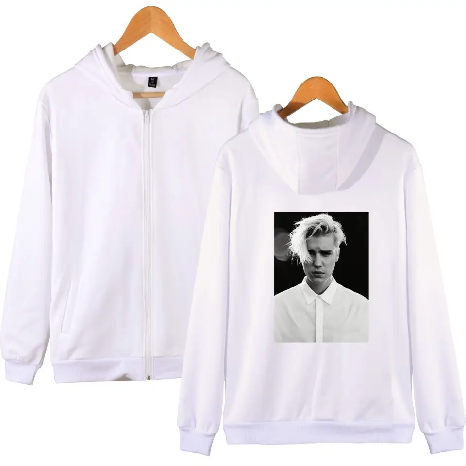 Justin Bieber Zipper Hoodies With Cap Men/Women Fashion Style Hoodies Kpop Sweatshirt Long XXXXL Plus Size Justin Bieber