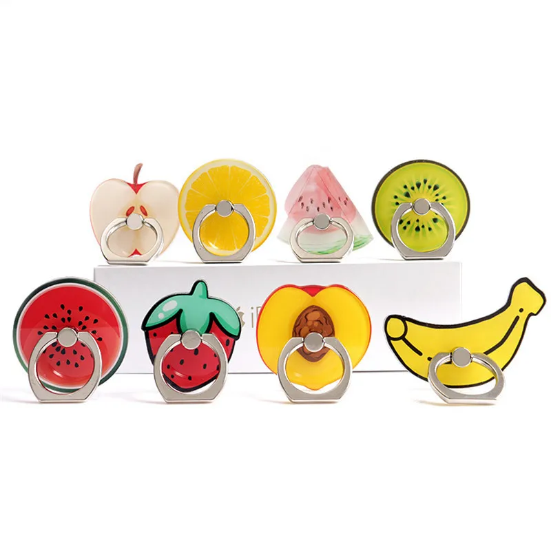 

Cartoon fruit ring buckle bracket 360 degree rotating lazy desktop bracket cell Suef Suef iring Mobile phone bracket