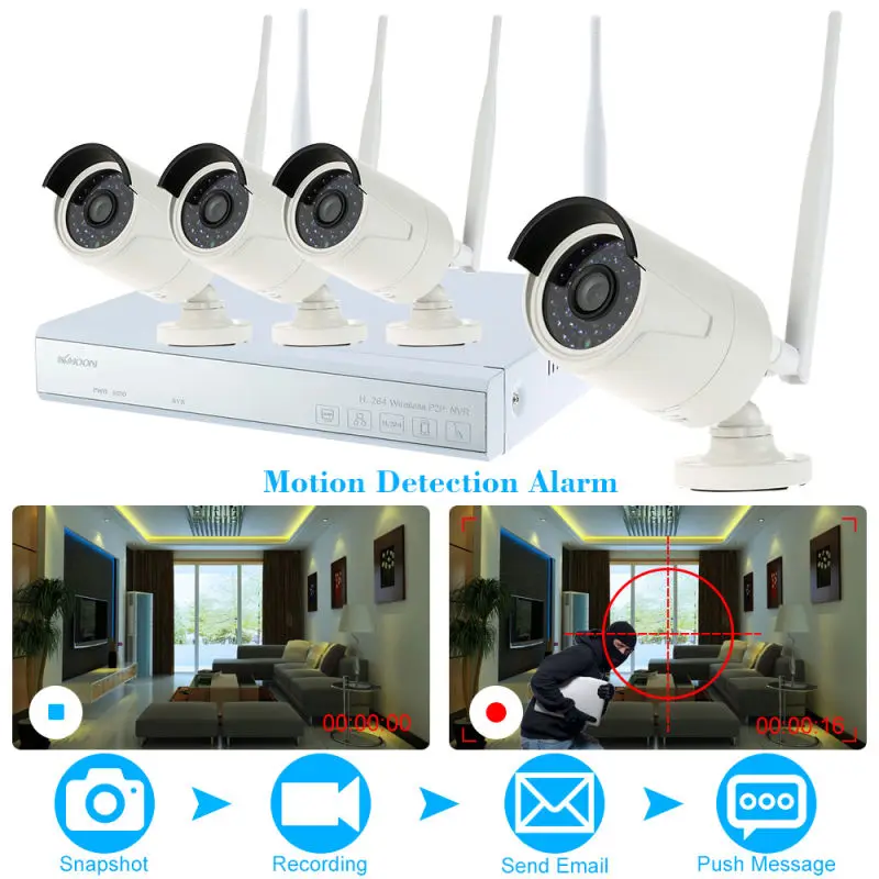 4 шт. Wi Fi IP камера для системы видеонаблюдения 720P|nvr 1080p|nvr 4chnvr 4ch wireless |