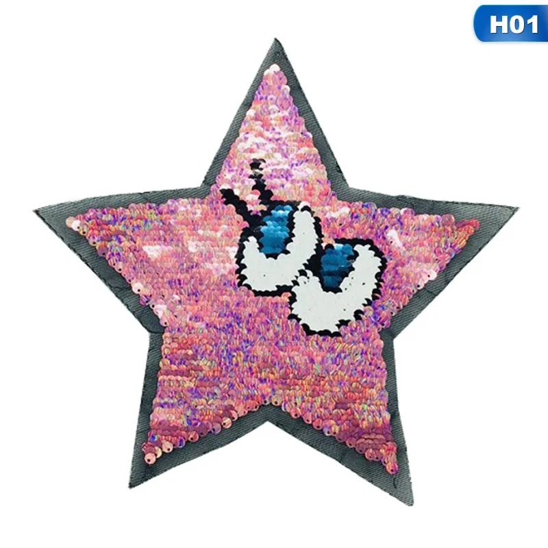 stars eyes patches reversible change color sequins sew on patches for clothes B