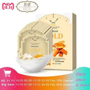

Fenyan 10pcs Gold Luxury Face Mask Shrink Pores Firming Face Moisturizing Anti Winkles Anti Aging Nourishing Facial Mask
