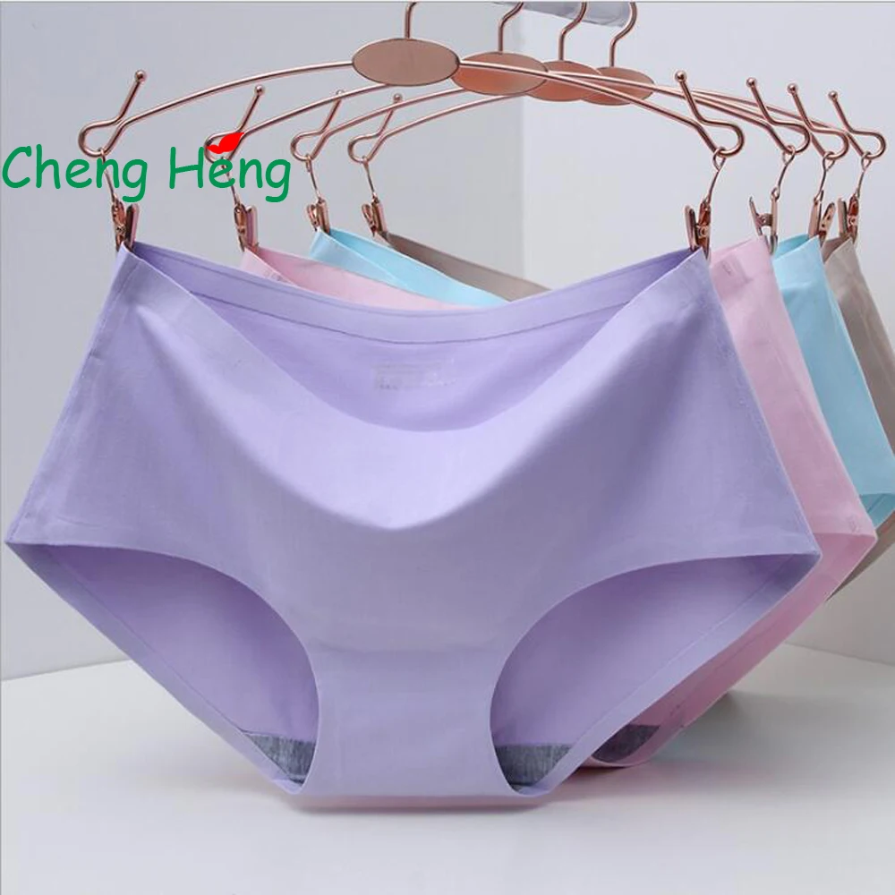 

New High-End Mid-Waist Large Size Women's Cotton Underwear One-Piece Seamless Stickers Plastic Women's Underwear Cotton Briefs