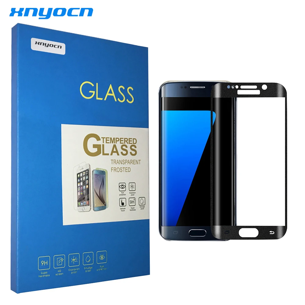 

Xnyocn 9H 3D Curved Full Cover Screen Protector Tempered Glass for Samsung Galaxy S7 edge S8 Protective Film with retail package