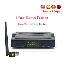 DVB-S2 freesat V7 рецепторов спутниковый декодер + USB WI-FI с CCcam Клайн 1 год HD 1080 P Biss ключ powervu спутниковый ресивер