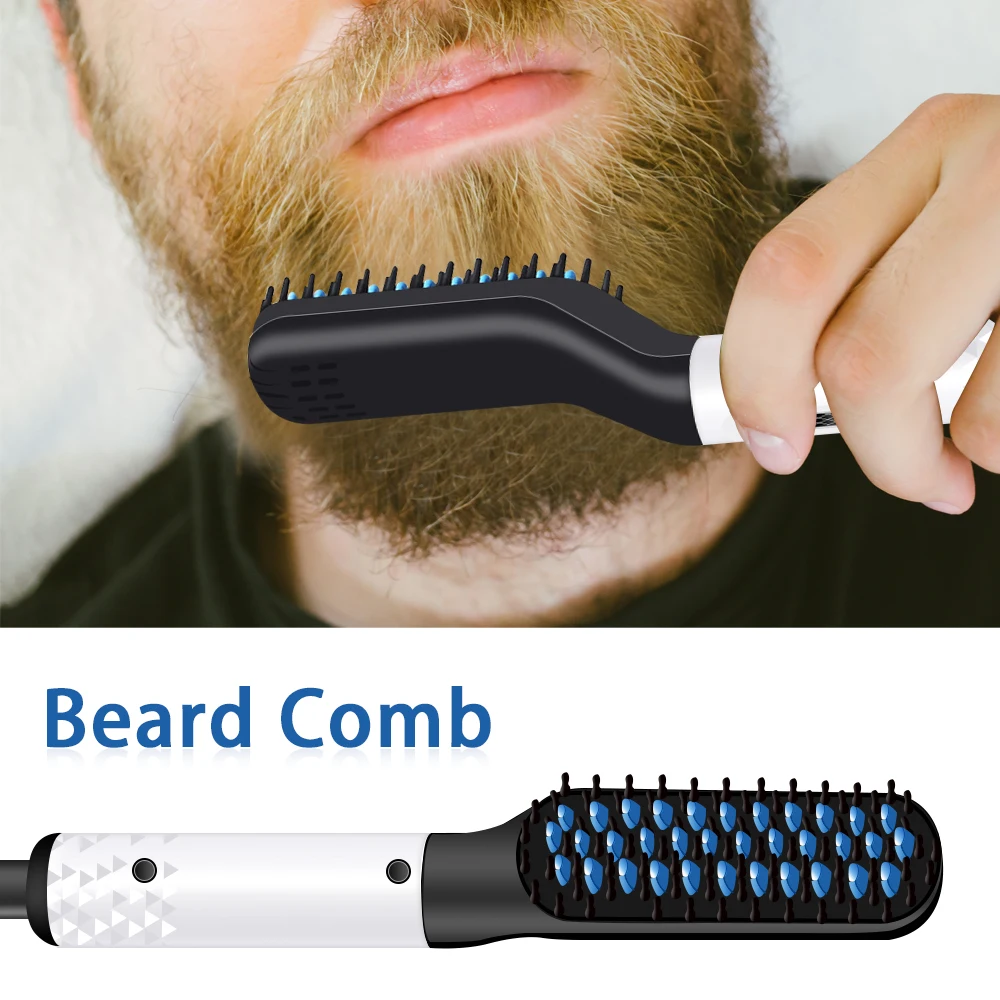 

New Fashion Multifunctional Hair Comb Quick Beard Straightener Curling Curler Show Cap Men Beauty Hair Styling Tool