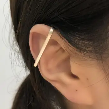 

New Simple Genuine 925 Sterling Silver Strip Clip Earrings No Pierced Ear Cuff Wrap Cartilage Clip Earring Hiphop Rock Jewelry