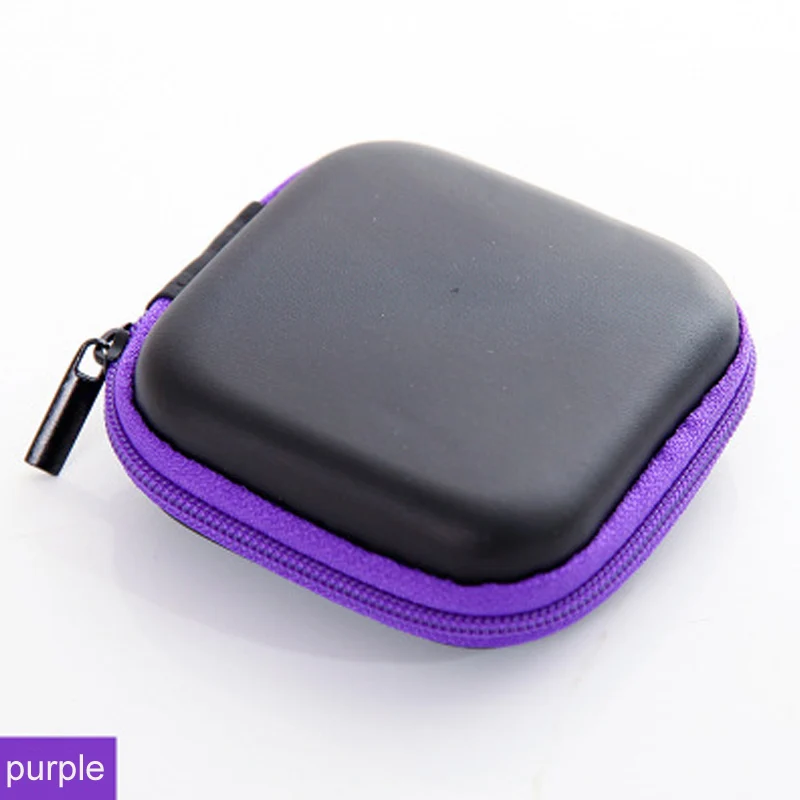 Жесткий чехол для хранения, водонепроницаемые сумки для ключей, держатель, коробка, наушники для путешествий, сумка, кабель для sd-карты, наушники-вкладыши - Цвет: square purple