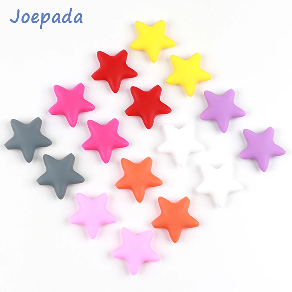 50 개/몫 실리콘 구슬 Joepada 스타  Teether BPA 무료 실리콘 Teething 구슬  씹는 Teething 목걸이  Teether 장난감