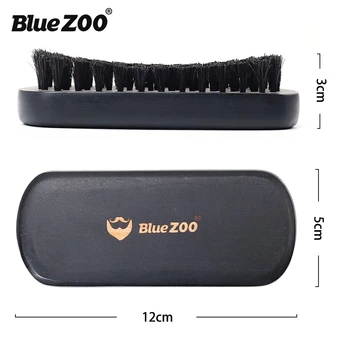 

Blue ZOO New Portable Grass Tree Black Oval Bristle Brush Men Curved Surface Beard Comb Moustache Care Supplies