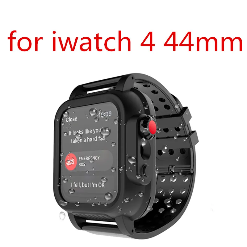 Для Apple iWatch 5 4 40 мм 44 мм IP68 водонепроницаемый ударопрочный Прочный чехол для часов+ резиновый ремешок для часов iWatch серии 3 42 мм - Цвет: for iwatch 4 44mm