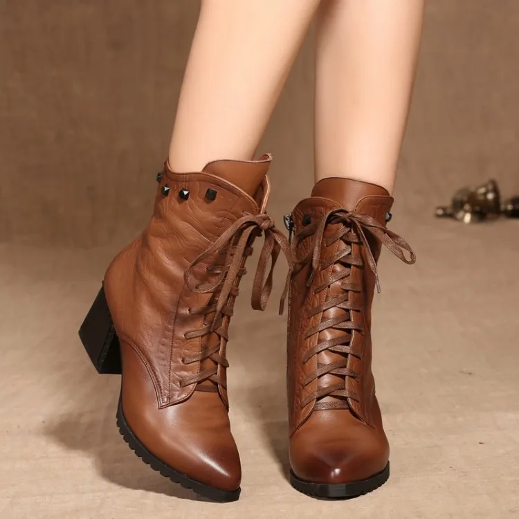 

Free shipping ankle half short natrual real genuine leather boots women snow boot high heel shoes P1557 EUR size 33-42
