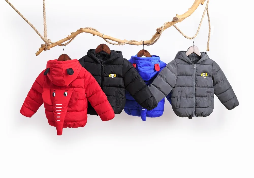 

Cartoon long nose elephant hooded down jacket Winter boy clothes Brand warm baby girl down jacket Boutique kids winter clothes