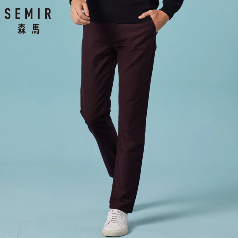 

SEMIR Men Cotton Pants in Slim Fit Classic Straight Pants with Slant Pocket Zip Fly with Button for Winter