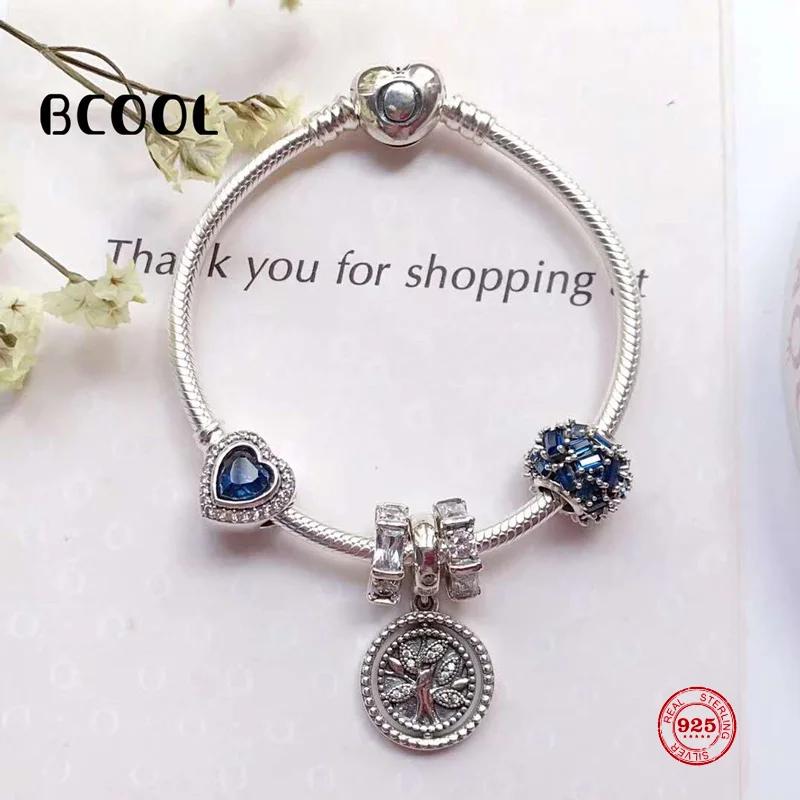 

BCOOLDIY Jewelry Female Charm Fashion Silver 925 Original Bracelet, Crystal Pearl Emblem Bracelet Jewelry Gift