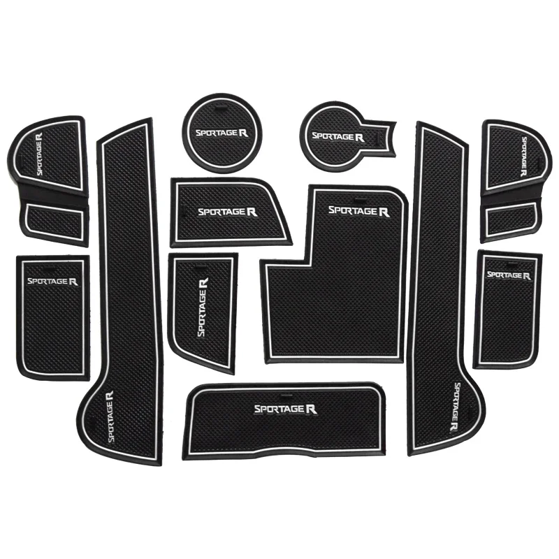 For KIA Sportage R 2011 2012 2013 2014 Low Profile 3d Rubber Car Anti Slip Mat Non-Slip Covers Interior Door Mats Cup Pad 12pcs