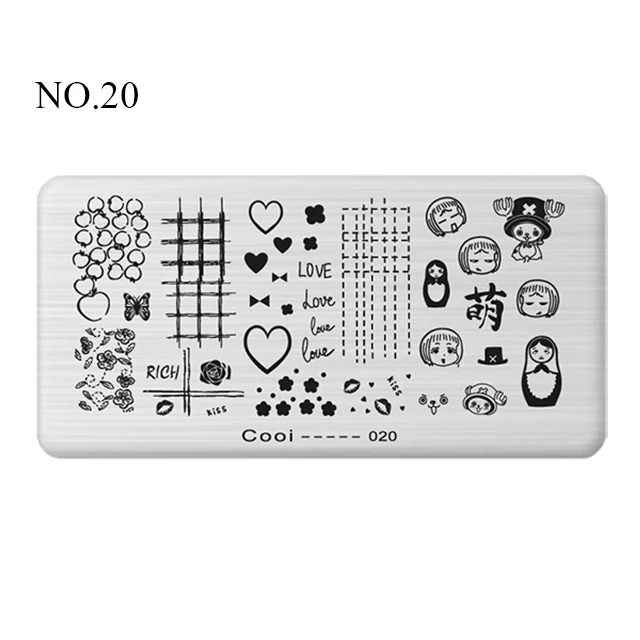 Pinpai Nail Stamping Plates Flower Geometric Heart Nature Series Nail Template Stamp Image DIY Nail Designs Manicure Stamp Plate - Цвет: NO.20