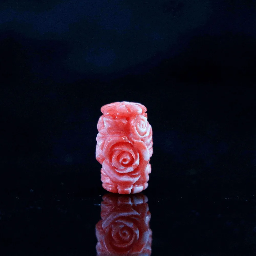 

Newly !!Charms 12x19mm synthetic pink coral carving flower cylinder column beads diy accessories 5pcs B923