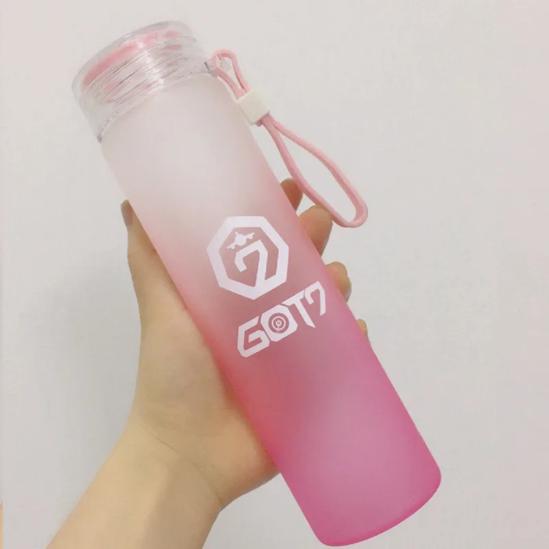 

KPOP GOT7 Water Cup NEVER EVER Glass Bottle Gradient Frosted Drink JB Bambam
