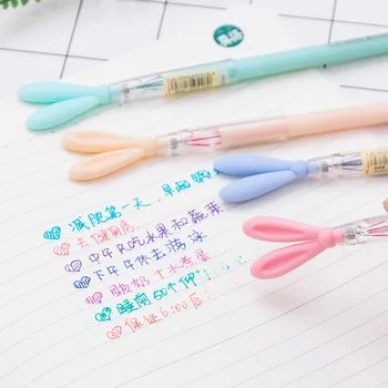 

12Pcs/set Korean Kawaii Rabbit Ears Crystal Diamond Head Gel Pen Creative Novelty Animal Girl Gift School Office Stationery Item