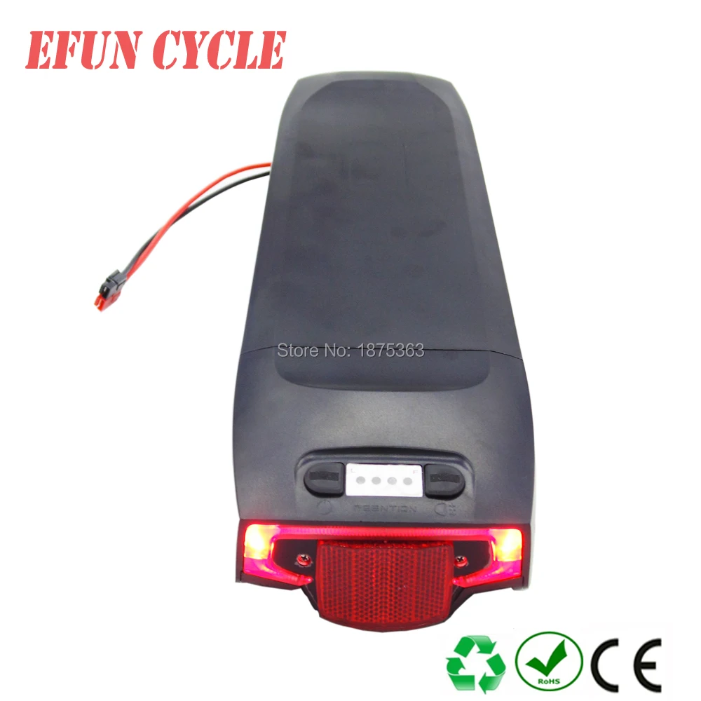 

Free shipping for beach cruiser bike rear rack ebike battery 48V 12.8Ah with back light compitable with BBS02 mid drive motor