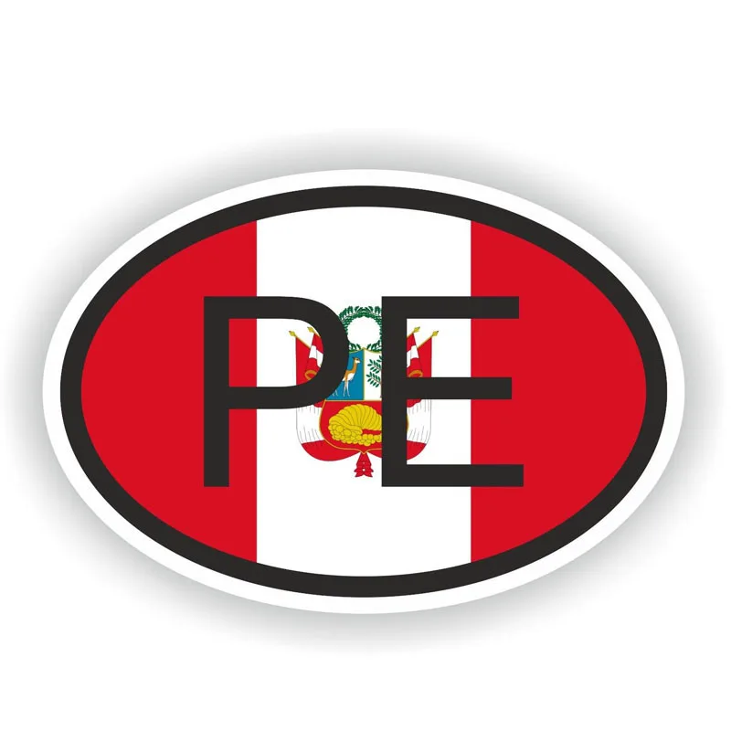 

10.6CM*16.5CM Peru Flag Windows Car Sticker Country Code PVC PE Decal 6-0394