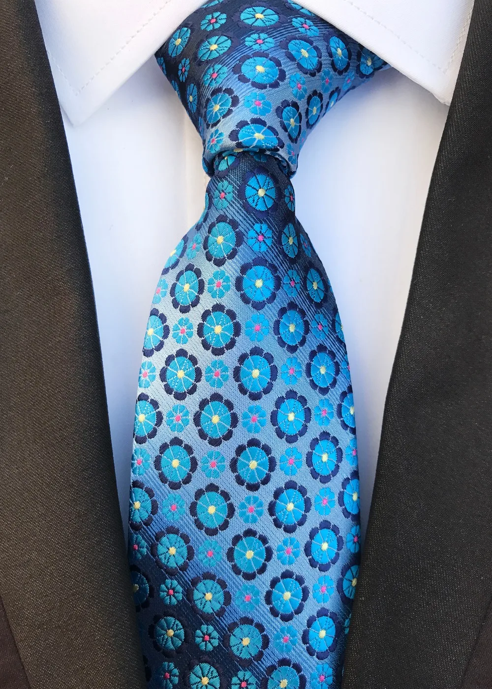 8cm Designer's Men Woven Ties Fashion Dots Floral Necktie for Party