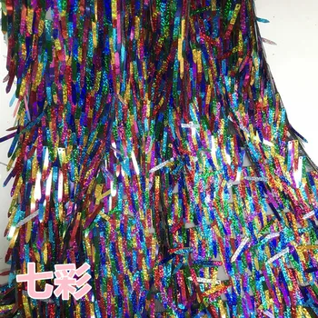 

100*125cm Laser Sword Sequin Fabric Lace Mesh Fabric For Dresses Performance Clothes