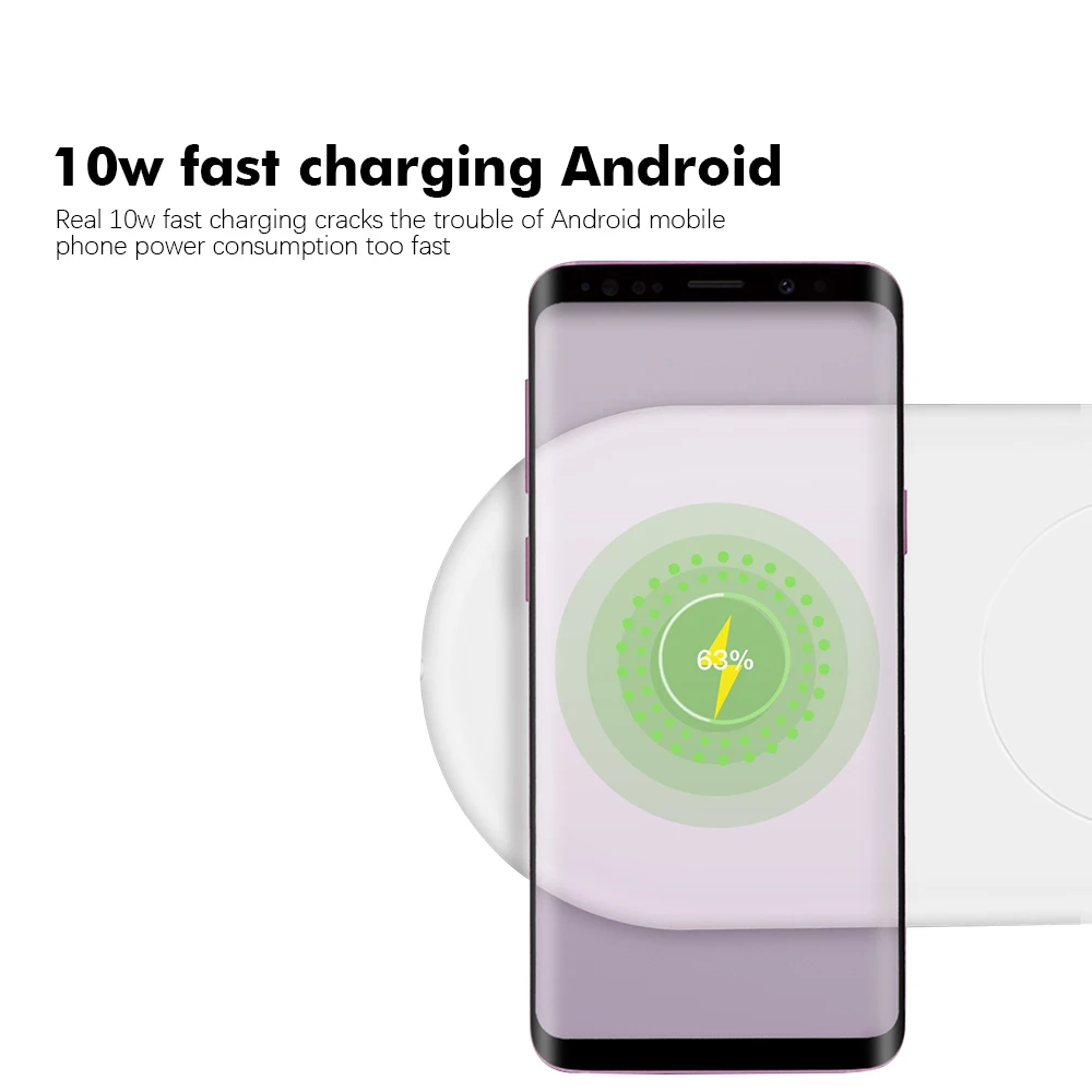Portefeuille Dual Wireless Charger Pad Fast Charging 10W For Samsung Galaxy S9 Plus S8 S7 S6 7.5W For iPhone X 8 Plus Cargador (3)