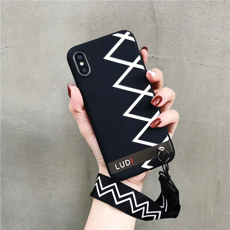 Простой Geomeric узорный чехол для телефона iPhone 7 X XR XS MAX 6/6S/7/8 Plus винтажный ремешок на