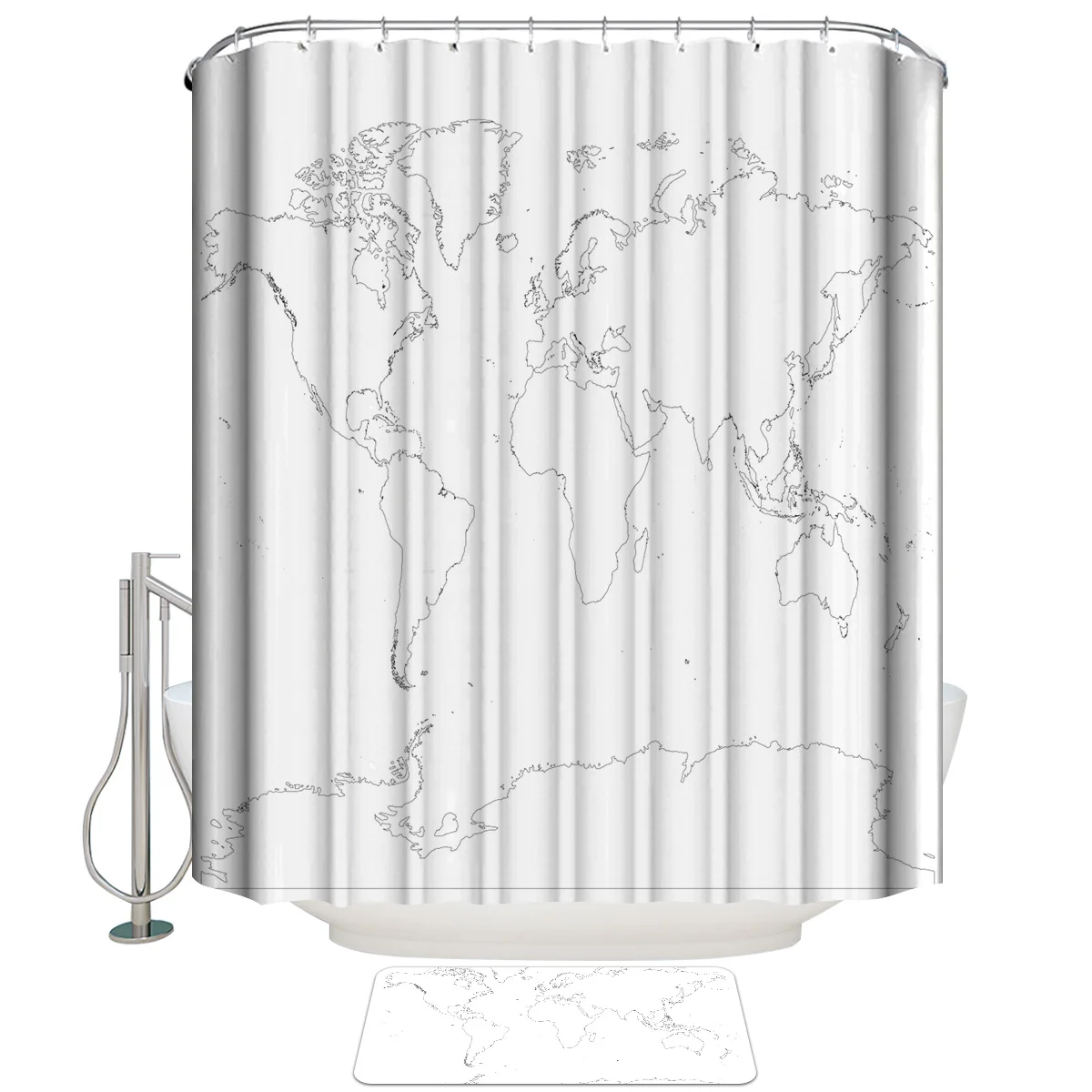 World Map of Antarctica Shower Curtain Bathroom Douchegordijn Rideau De Douche Cortina Ducha Set | Дом и сад