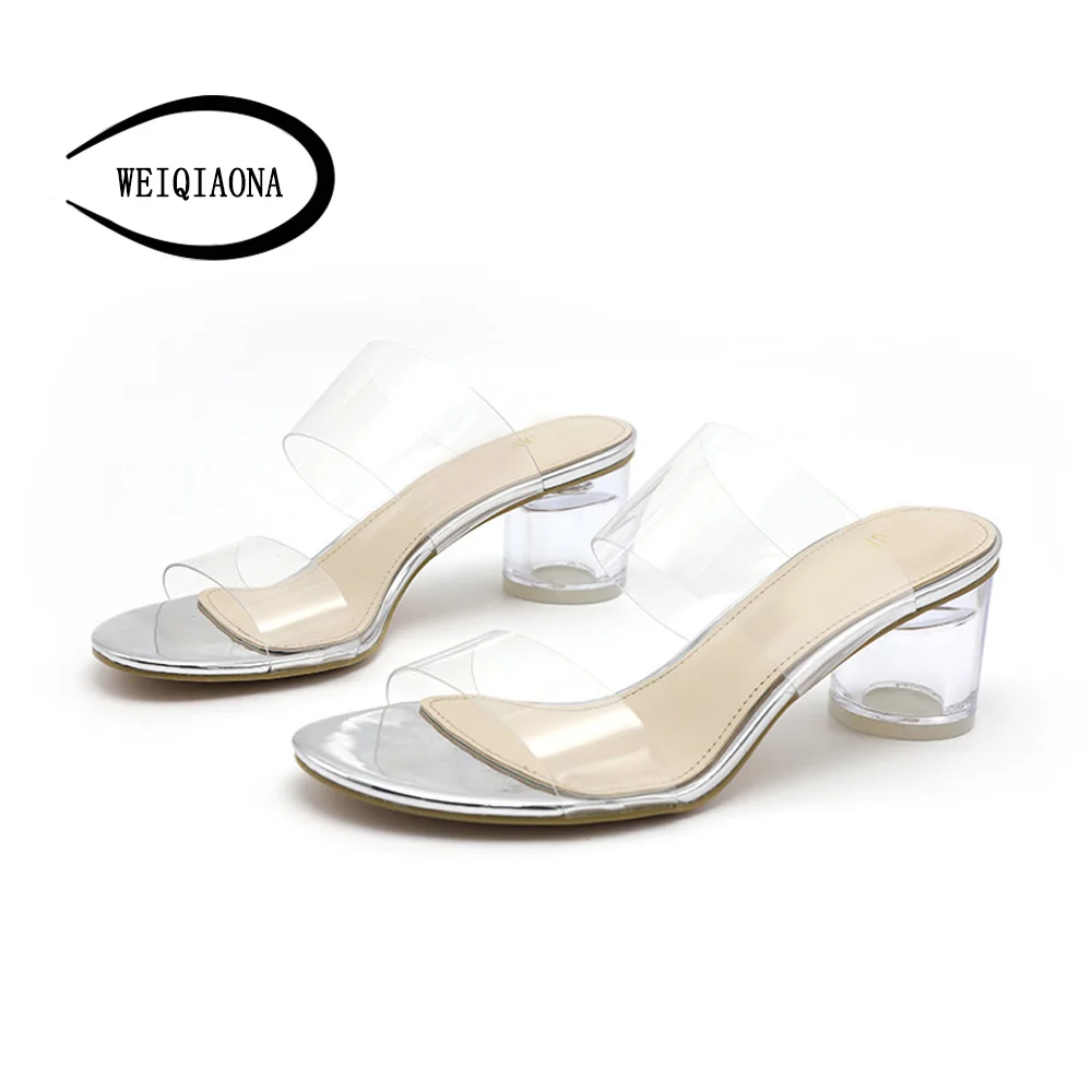 

WEIQIAONA 2019 New Women Shoes Casual Elegant Sandal Open Toes Bling High Heels Office Ladies Shoes Working Shoes