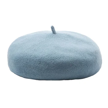 

DOUBCHOW Women's Solid Color Artist Wool Elastic Band French Style Berets Hats Teenagers Maiden Baret Beanie Cap Mushroom Hat