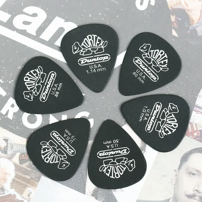 1 pc Dunlop Tortex Black Guitar Picks Thickness 0.5/0.6/0.73/0.88/1.0/1