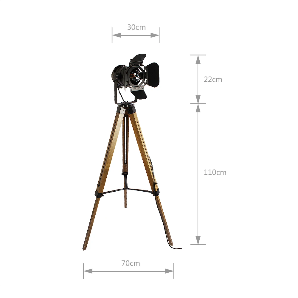 Led wood floor lamp Tripod American Loft Adjustable Bedside Floor lights stand lamp with lampshade  - 32812386954