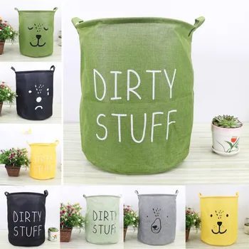 

Waterproof Canvas Laundry Clothes Basket Storage Basket Folding Storage Box W617