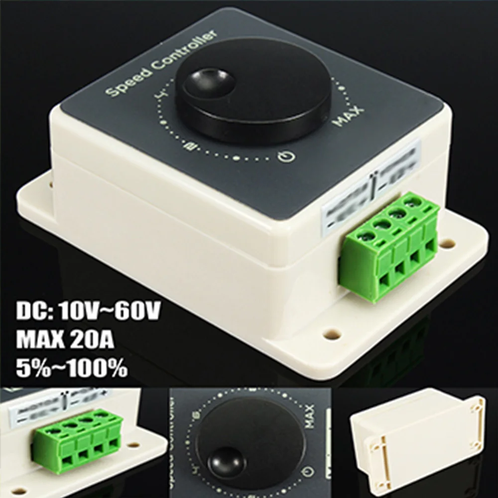 

Switch 25KHz PWM Control Motor Speed Controller Kit Regulator Module Voltage Waterproof DC 12V-48V 20A Adjustable