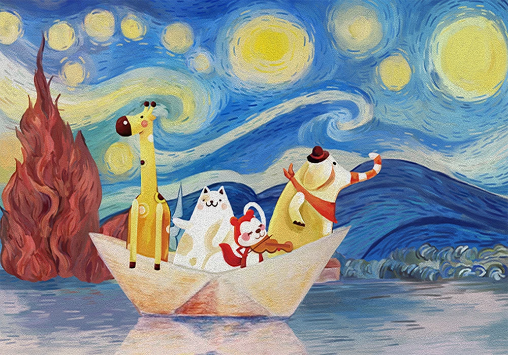 Custom 3d wallpaper children's room cartoon boat background wall painting - silk waterproof material Custom 3d wallpaper children's room cartoon boat background wall painting - silk waterproof material