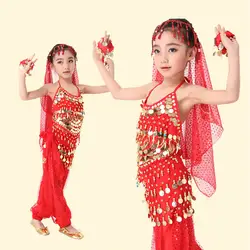 Ребенок Oriental Танцы костюмы малыш живот Танцы костюм монет Индийский Болливуд живота Танцы одежда Костюмы для танца живота костюмы 5