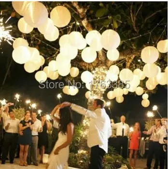 

DIY 24 pcs/lot Mixed 2 Sizes White Chinese Paper Lanterns with Led Lights Wedding Party Decoration Supplies