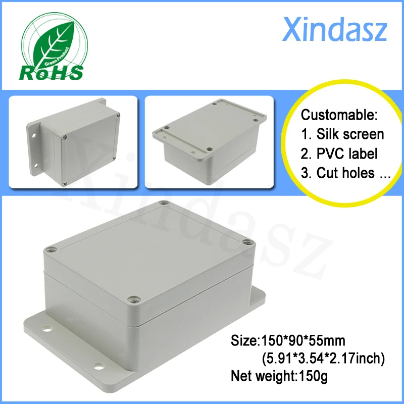 150*90*55 мм светло-серый водонепроницаемый пластиковый проект ящик пластиковый корпус для электронного ip65 Настенный монтаж водонепроницаемый корпус