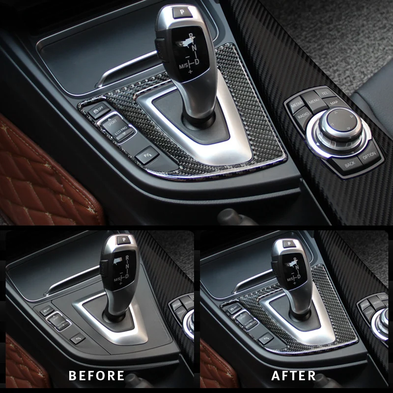 

For BMW 3 4 Series 3GT F30 F31 F32 F34 Accessories Carbon Fiber Car styling Inner Center Console Gear Shift Box Panel Cover Trim