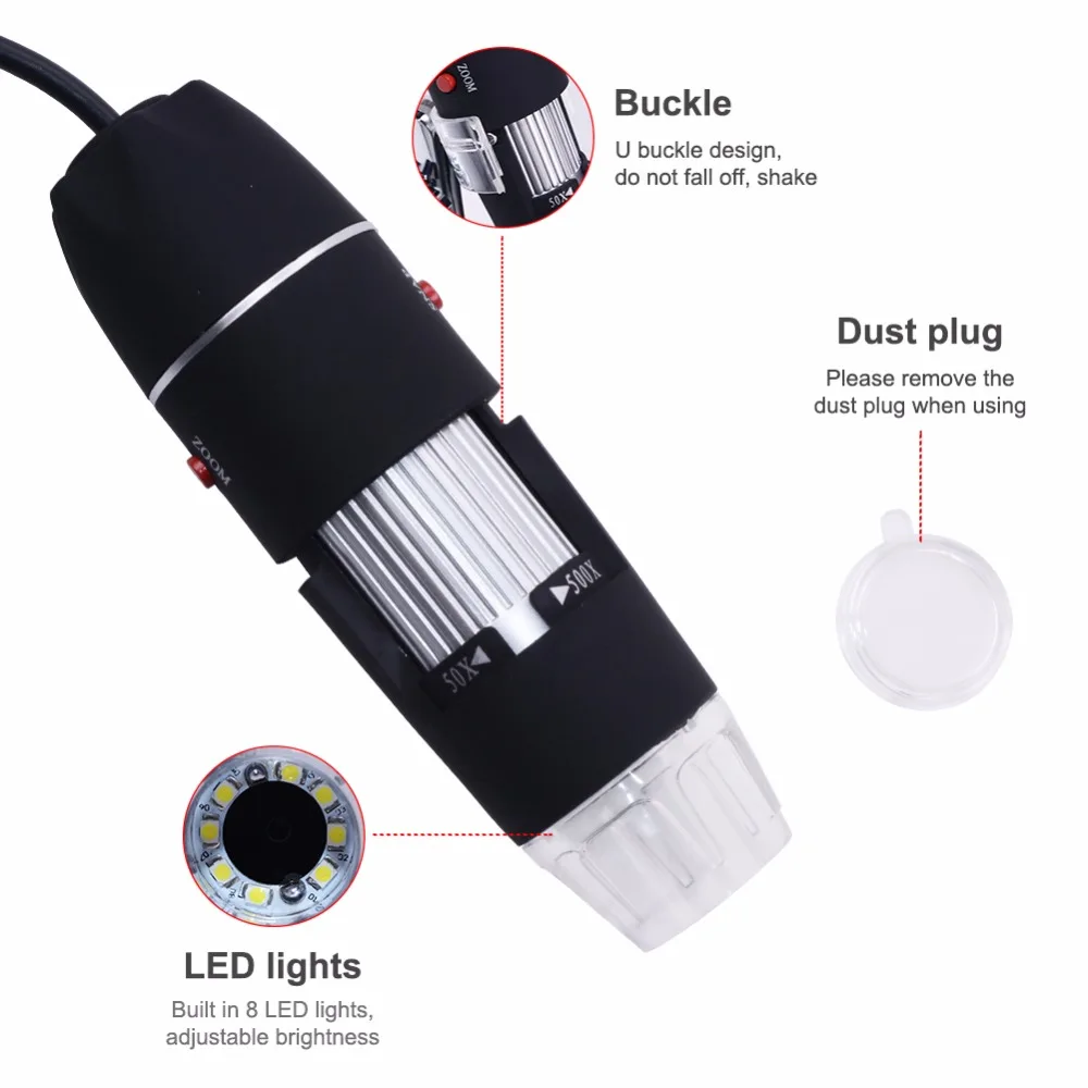Портативный 50-500X 2,0 MP USB цифровой микроскоп Эндоскоп лупа камера 8 светодиодный с функцией дальнозоркости