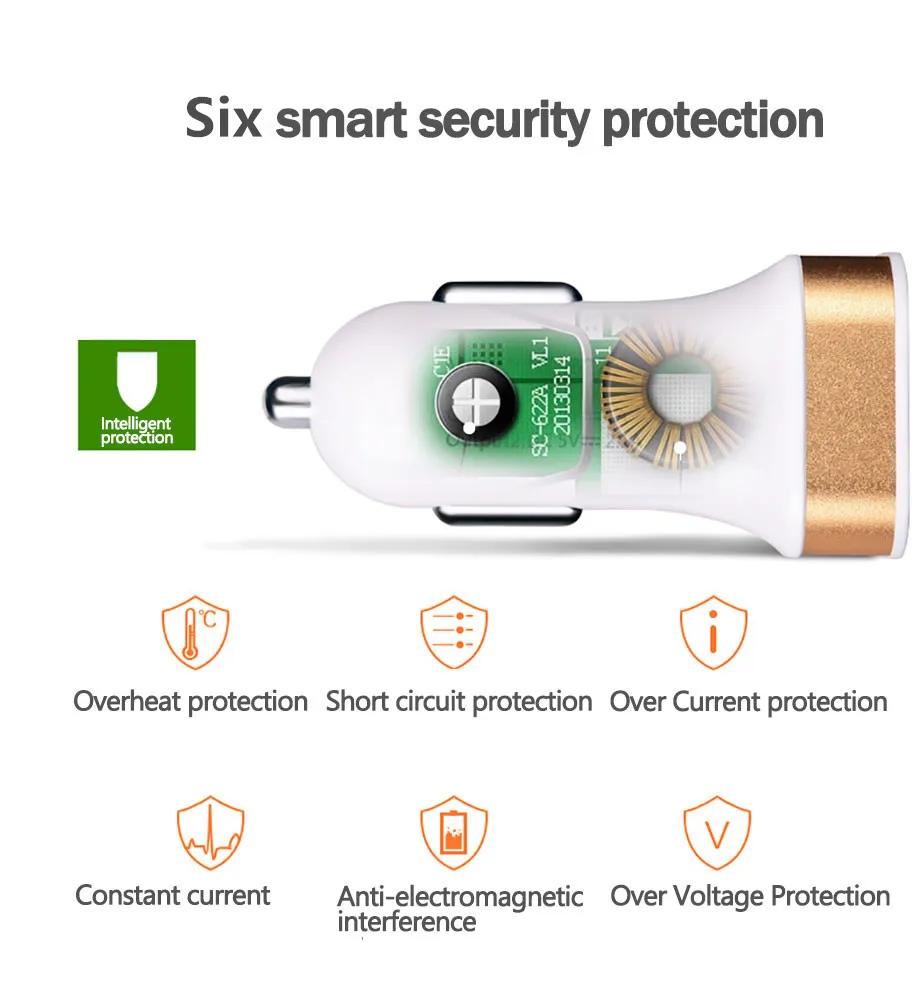Автомобильное зарядное устройство с двумя USB портами 2 1 А|Устройства для