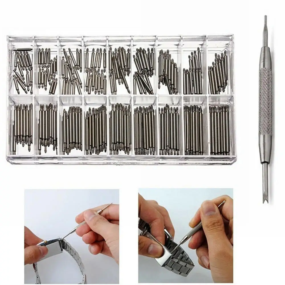 

360pcs Watch Band Spring Bars Strap Watch Bracelet Link Pins Steel Watchmaker Clock Repairing Tool Watchmaker Tools